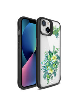 DailyObjects - Clear Ferns & Flowers Black Hybrid Clear Case Cover for iPhone 13 Mini 5.4 inch