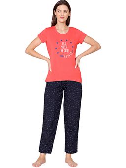 Bodycare - Womens Modal Spandex Printed T-Shirt & Pyjama BSLS15009 Pink (Set of 2)