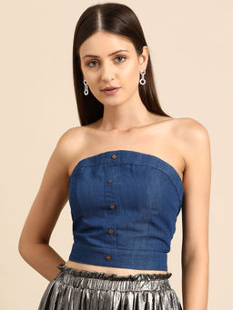 Dodo & Moa - Strapless Denim Tube Crop Top