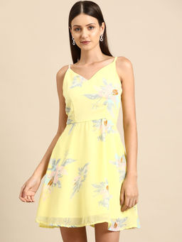 Dodo & Moa - Floral Printed Crepe Fit Flare Dress