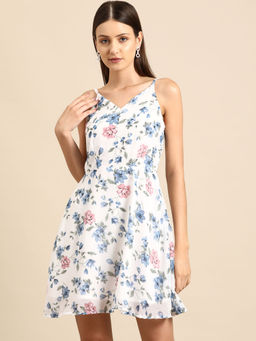 Dodo & Moa - Floral Print Crepe Fit Flare Dress