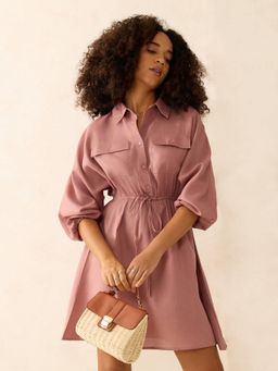 Outzidr - Mauve Mini Utility Detail Dress