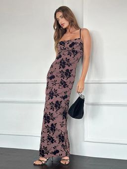 Outzidr - Floral Strappy Slim Fit Dress