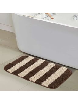 OBSESSIONS - Anti-Skid Polyester Colorblock Bath Mat - Brown