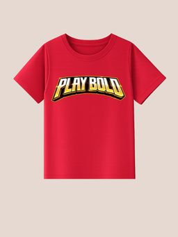 BLUSHES - Cotton Knit Half Sleeves Cricket Printed T-Shirt - Red
