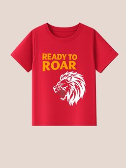 BLUSHES - Red Cotton Knit Half Sleeves Cricket Printed T-Shirt