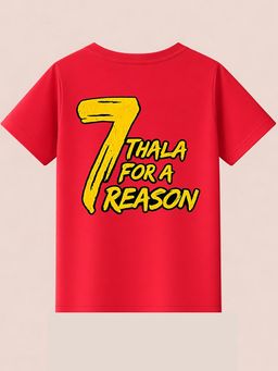 BLUSHES - Cotton Half Sleeves Cricket Typo Printed T-Shirt -Red