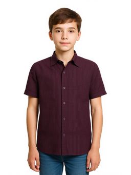 CHARCHIT - Boys Brown Half Sleeves Textured Shirt
