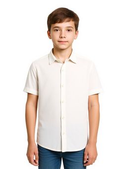 CHARCHIT - Boys White Half Sleeves Solid Casual Shirt
