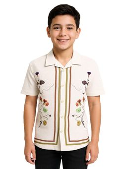 CHARCHIT - Boys Cuban Collar Floral Printed Shirt