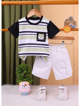 Toonyport - Boys Striped Cotton Printed Shorts and T-Shirt Set
