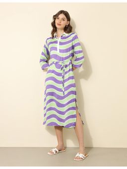 U.S. POLO ASSN. - Stripes Purple Shirt Collar Belted Dress (Set of 2)