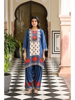 Mahee Jaipur - Blue Muslin Printed Kurta With Salwar