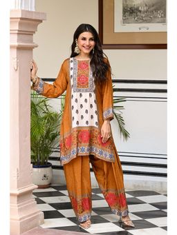 Mahee Jaipur - Mustard Muslin Printed Kurta With Salwar
