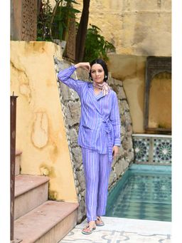 Mahee Jaipur - Purple Muslin Printed Top With Pant