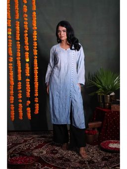 Rivaz Threads and Co - Blue Muslin Floral Kurta