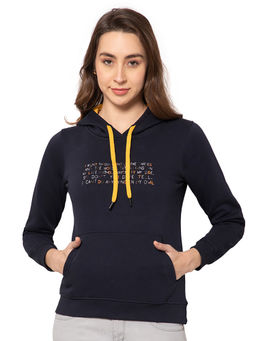 Cantabil - Women Navy Blue Printed Casual Sweatshirt