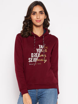 Cantabil - Women Maroon Printed Casual Sweatshirt