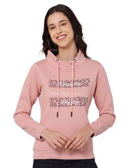 Cantabil - Women Coral Graphic print Casual Sweatshirt