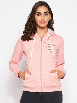 Cantabil - Women Peach Printed Casual Sweatshirt