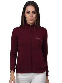 Cantabil - Women Wine Solid Casual Sweatshirt