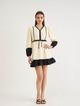 ELLE - Women Off White Solid Mini Dress