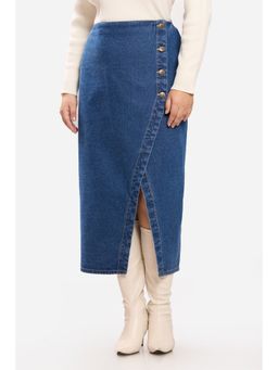 Virgio - Solid Cotton Wrap Midi Skirt for Women