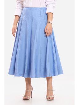 Virgio - Solid Cotton Panelled Flared Midi Skirt