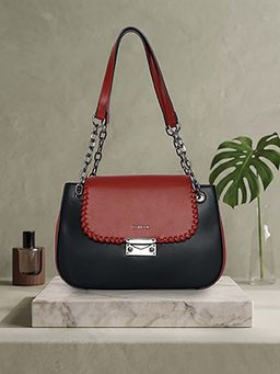 ESBEDA - Red-Black Colorblock Crimson Glow Handbag (M)