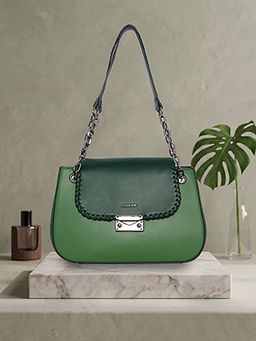 ESBEDA - Green Colorblock Crimson Glow Handbag (M)
