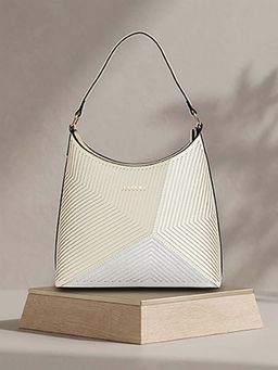 ESBEDA - Beige Geoline Colorblock Handbag (L)