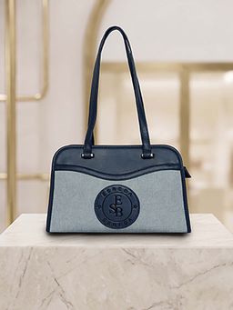 ESBEDA - Navy Blue Colorblock Crest Wave Structured Handbag (M)