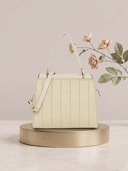 ESBEDA - Cream Luxe Panel Elegance Handbag with Detachable Strap (M)