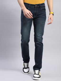 Monte Carlo - Mens Solid Green Tint Straight Fit Casual Jeans