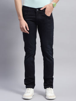 Monte Carlo - Mens Solid Dark Blue Skinny Fit Casual Jeans