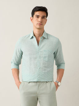 Arrow - Green Men's Liberty Regular Fit Textured Pattern Shirt