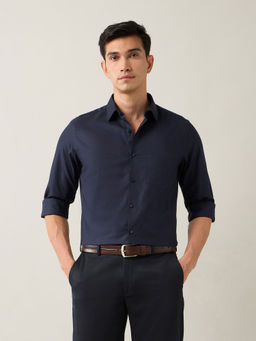 Arrow - Navy Blue Men's Pure Cotton Iconic Shirt