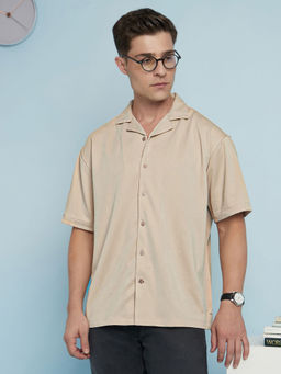 Dennis Lingo - Beige Men's Polyester Relaxed Fit Shirt
