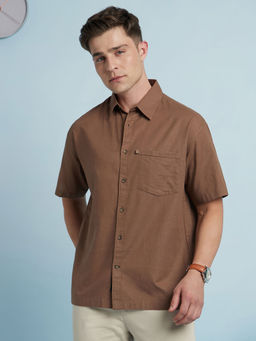 Dennis Lingo - Brown Men's Cotton Relaxed Fit Shirt