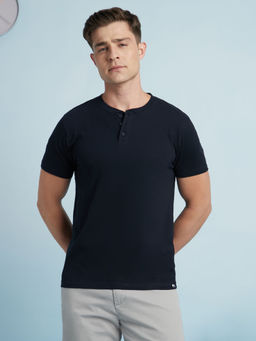 Dennis Lingo - Navy Blue Men's Regular Fit Solid T-Shirt