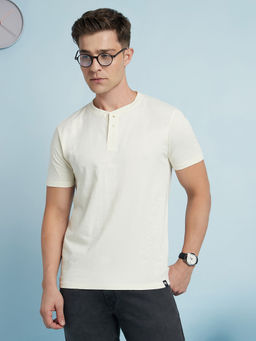 Dennis Lingo - Off White Men's Regular Fit Solid T-Shirt