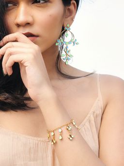 Dhwani Bansal - Etesia Bracelet In 22K Gold Plated Brass With Turquoise And Lime Enamel