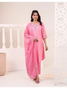 STUDIO MISRI - Pink Embroidered Kurta and Palazzo and Dupatta