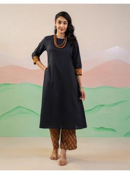 STUDIO MISRI - Navy Blue Solid Kurta and Palazzo