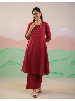 STUDIO MISRI - Red Solid Kurta and Palazzo