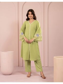 STUDIO MISRI - Green Embroidered Kurta and Pant