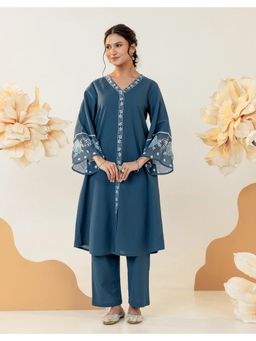 STUDIO MISRI - Teal Embroidered Kurta and Pant