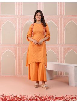 STUDIO MISRI - Orange Embroidered Kurta and Palazzo
