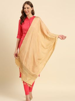 Dupatta Bazaar - Womens Two Tone Gold Cotton Silk Stole / Dupatta