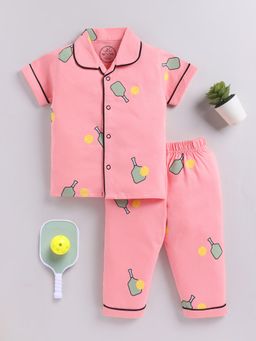 Clt.s - Pink Graphic Cotton Short Sleeves Shirt with Pyjama
